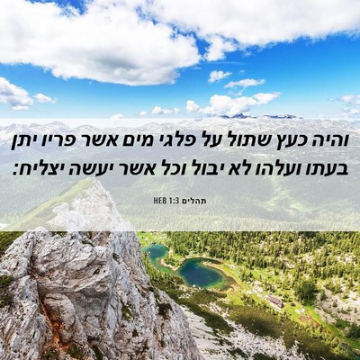 Picture 06 - תהלים 1:3 HEB - והיה כעץ שתול על פלגי מים - Bible Verse Picture