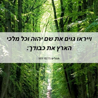 Picture 06 - תהלים 102:15 HEB - וייראו גוים את שם יהוה וכל - Bible Verse Picture