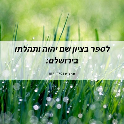 Picture 06 - תהלים 102:21 HEB - לספר בציון שם יהוה ותהלתו - Bible Verse Picture