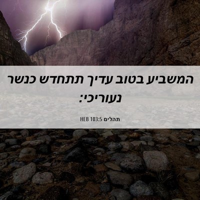 Picture 06 - תהלים 103:5 HEB - המשביע בטוב עדיך תתחדש - Bible Verse Picture