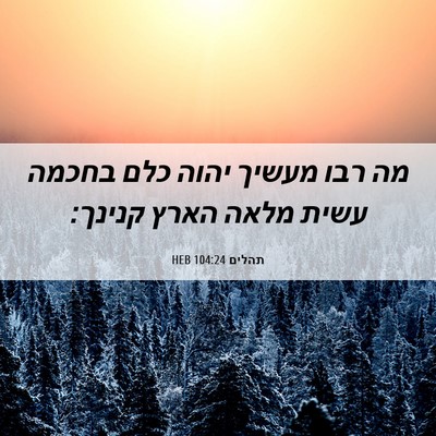 Picture 06 - תהלים 104:24 HEB - מה רבו מעשיך יהוה כלם בחכמה - Bible Verse Picture