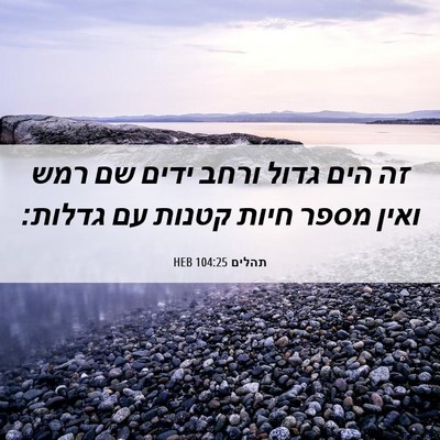 Picture 06 - תהלים 104:25 HEB - זה הים גדול ורחב ידים שם - Bible Verse Picture