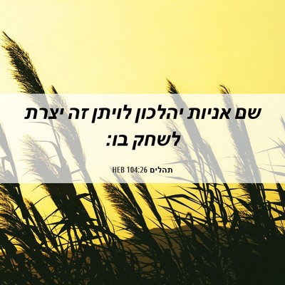 Picture 06 - תהלים 104:26 HEB - שם אניות יהלכון לויתן זה - Bible Verse Picture