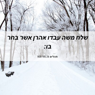 Picture 06 - תהלים 105:26 HEB - שלח משה עבדו אהרן אשר בחר - Bible Verse Picture