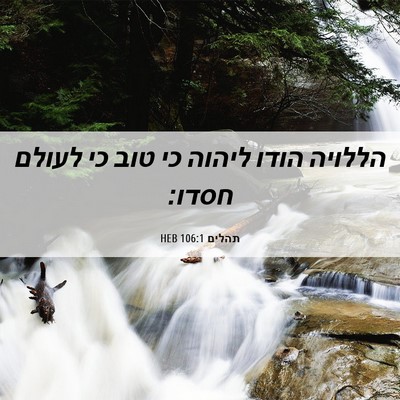 Picture 06 - תהלים 106:1 HEB - הללויה הודו ליהוה כי טוב כי - Bible Verse Picture