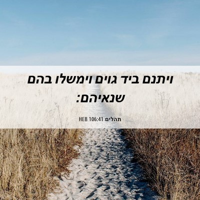 Picture 06 - תהלים 106:41 HEB - ויתנם ביד גוים וימשלו בהם - Bible Verse Picture