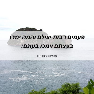 Picture 06 - תהלים 106:43 HEB - פעמים רבות יצילם והמה ימרו - Bible Verse Picture
