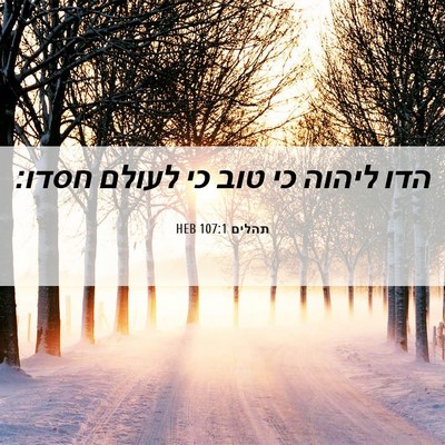 Picture 06 - תהלים 107:1 HEB - הדו ליהוה כי טוב כי לעולם - Bible Verse Picture