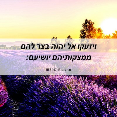 Picture 06 - תהלים 107:13 HEB - ויזעקו אל יהוה בצר להם - Bible Verse Picture