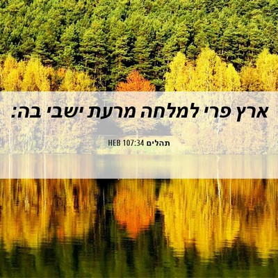 Picture 06 - תהלים 107:34 HEB - ארץ פרי למלחה מרעת ישבי - Bible Verse Picture