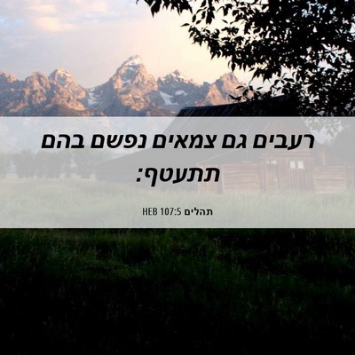 Picture 06 - תהלים 107:5 HEB - רעבים גם צמאים נפשם בהם - Bible Verse Picture