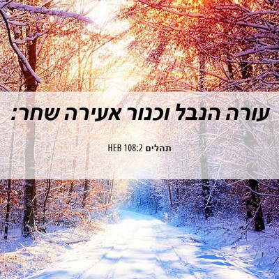 Picture 06 - תהלים 108:2 HEB - עורה הנבל וכנור אעירה - Bible Verse Picture