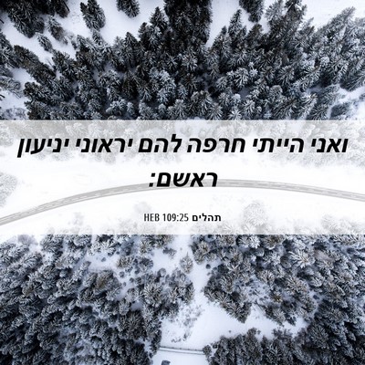Picture 06 - תהלים 109:25 HEB - ואני הייתי חרפה להם יראוני - Bible Verse Picture