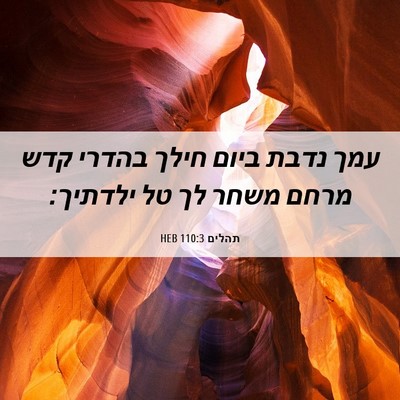 Picture 06 - תהלים 110:3 HEB - עמך נדבת ביום חילך בהדרי - Bible Verse Picture