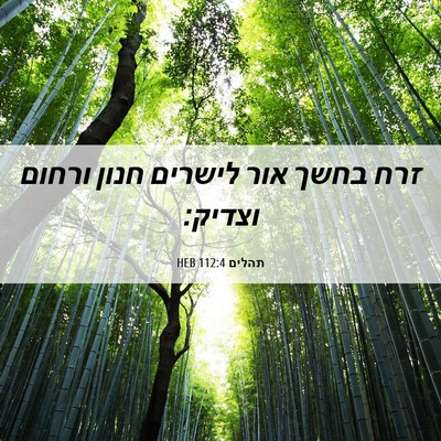 Picture 06 - תהלים 112:4 HEB - זרח בחשך אור לישרים חנון - Bible Verse Picture