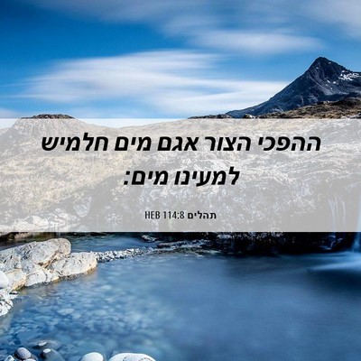 Picture 06 - תהלים 114:8 HEB - ההפכי הצור אגם מים חלמיש - Bible Verse Picture