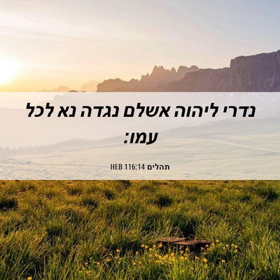 Picture 06 - תהלים 116:14 HEB - נדרי ליהוה אשלם נגדה נא לכל - Bible Verse Picture