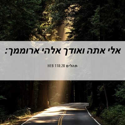 Picture 06 - תהלים 118:28 HEB - אלי אתה ואודך אלהי - Bible Verse Picture