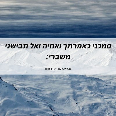 Picture 06 - תהלים 119:116 HEB - סמכני כאמרתך ואחיה ואל - Bible Verse Picture