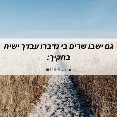 Picture 06 - תהלים 119:23 HEB - גם ישבו שרים בי נדברו עבדך - Bible Verse Picture