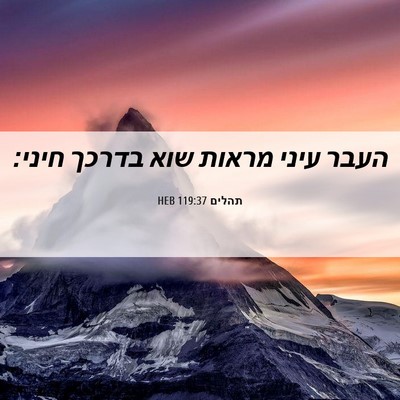 Picture 06 - תהלים 119:37 HEB - העבר עיני מראות שוא בדרכך - Bible Verse Picture