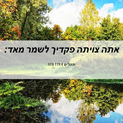 Picture 06 - תהלים 119:4 HEB - אתה צויתה פקדיך לשמר - Bible Verse Picture