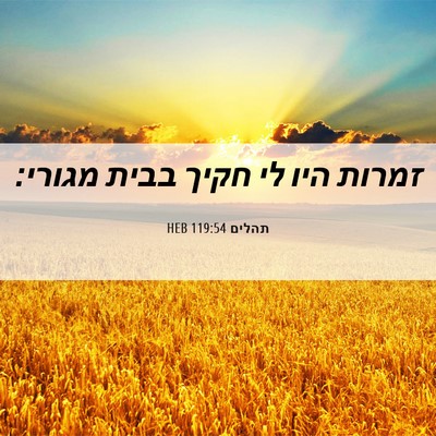 Picture 06 - תהלים 119:54 HEB - זמרות היו לי חקיך בבית - Bible Verse Picture