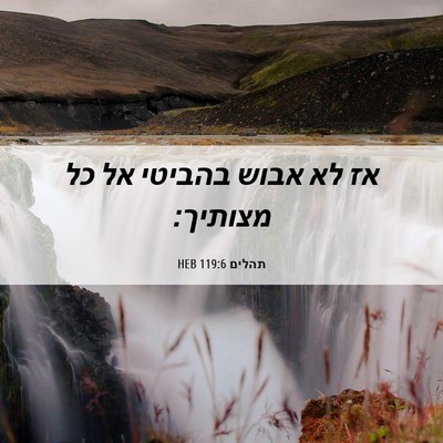 Picture 06 - תהלים 119:6 HEB - אז לא אבוש בהביטי אל כל - Bible Verse Picture