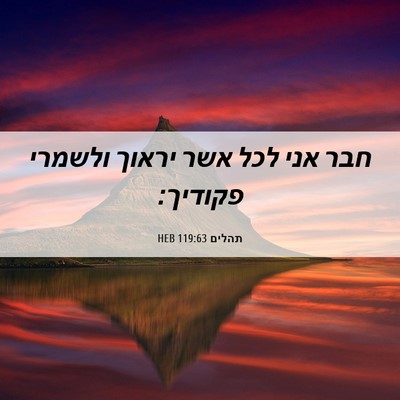 Picture 06 - תהלים 119:63 HEB - חבר אני לכל אשר יראוך - Bible Verse Picture
