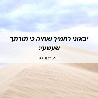 Picture 06 - תהלים 119:77 HEB - יבאוני רחמיך ואחיה כי - Bible Verse Picture