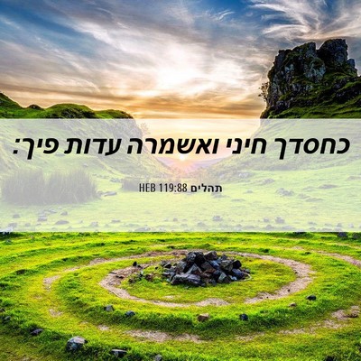 Picture 06 - תהלים 119:88 HEB - כחסדך חיני ואשמרה עדות - Bible Verse Picture