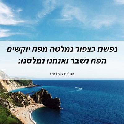 Picture 06 - תהלים 124:7 HEB - נפשנו כצפור נמלטה מפח - Bible Verse Picture