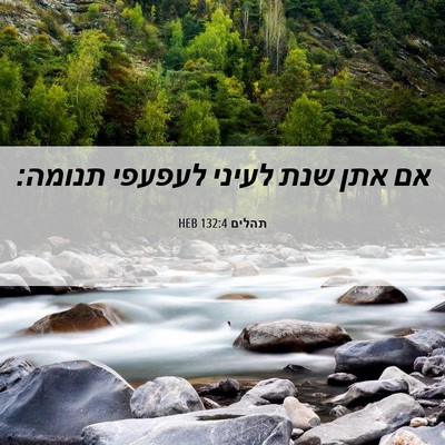 Picture 06 - תהלים 132:4 HEB - אם אתן שנת לעיני לעפעפי - Bible Verse Picture