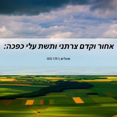 Picture 06 - תהלים 139:5 HEB - אחור וקדם צרתני ותשת עלי - Bible Verse Picture