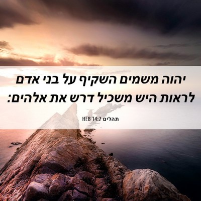 Picture 06 - תהלים 14:2 HEB - יהוה משמים השקיף על בני אדם - Bible Verse Picture