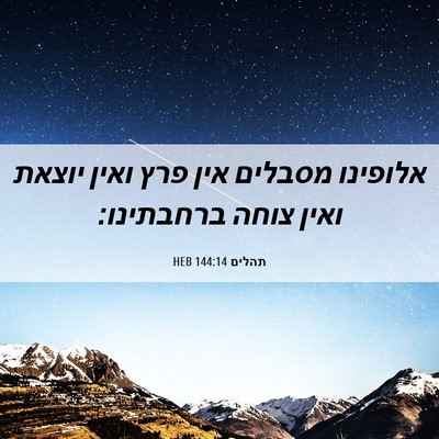 Picture 06 - תהלים 144:14 HEB - אלופינו מסבלים אין פרץ - Bible Verse Picture