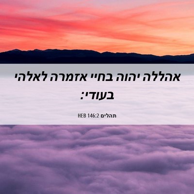 Picture 06 - תהלים 146:2 HEB - אהללה יהוה בחיי אזמרה - Bible Verse Picture