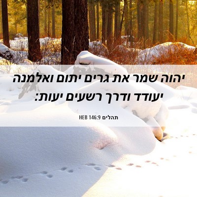 Picture 06 - תהלים 146:9 HEB - יהוה שמר את גרים יתום - Bible Verse Picture