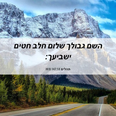 Picture 06 - תהלים 147:14 HEB - השם גבולך שלום חלב חטים - Bible Verse Picture