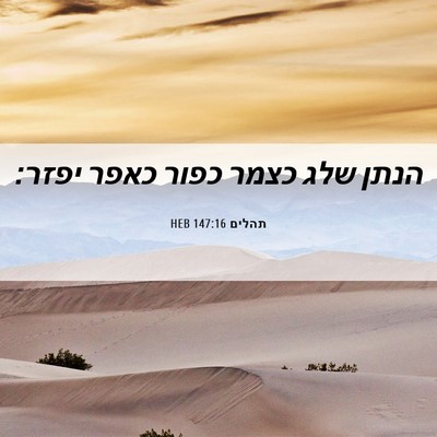 Picture 06 - תהלים 147:16 HEB - הנתן שלג כצמר כפור כאפר - Bible Verse Picture