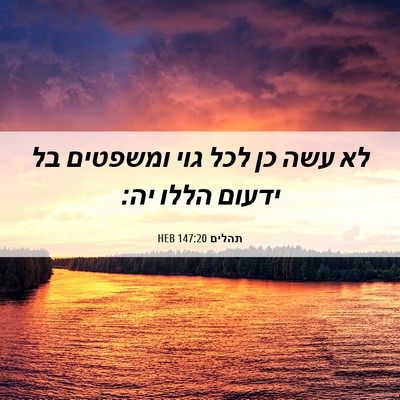 Picture 06 - תהלים 147:20 HEB - לא עשה כן לכל גוי ומשפטים - Bible Verse Picture