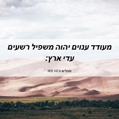 Picture 06 - תהלים 147:6 HEB - מעודד ענוים יהוה משפיל - Bible Verse Picture