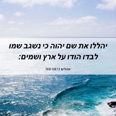 Picture 06 - תהלים 148:13 HEB - יהללו את שם יהוה כי נשגב - Bible Verse Picture