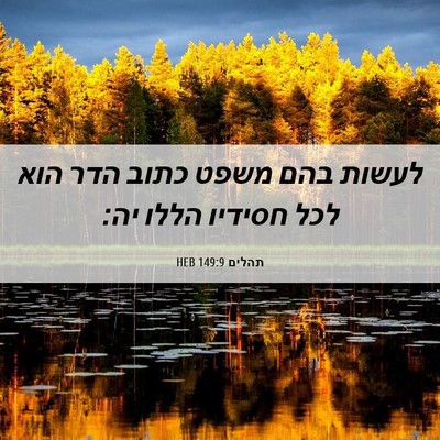 Picture 06 - תהלים 149:9 HEB - לעשות בהם משפט כתוב הדר הוא - Bible Verse Picture