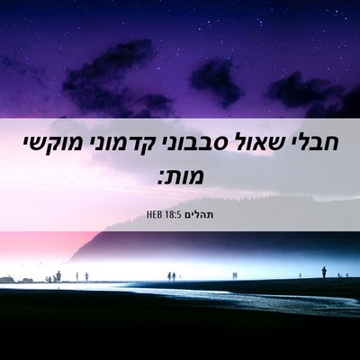 Picture 06 - תהלים 18:5 HEB - חבלי שאול סבבוני קדמוני - Bible Verse Picture