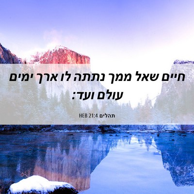 Picture 06 - תהלים 21:4 HEB - חיים שאל ממך נתתה לו ארך - Bible Verse Picture