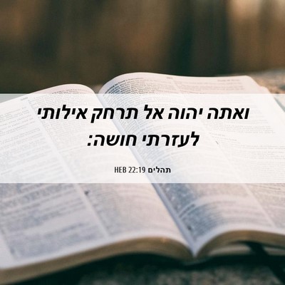 Picture 06 - תהלים 22:19 HEB - ואתה יהוה אל תרחק אילותי - Bible Verse Picture