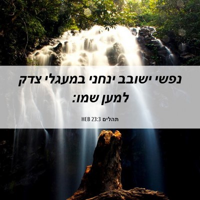 Picture 06 - תהלים 23:3 HEB - נפשי ישובב ינחני במעגלי - Bible Verse Picture