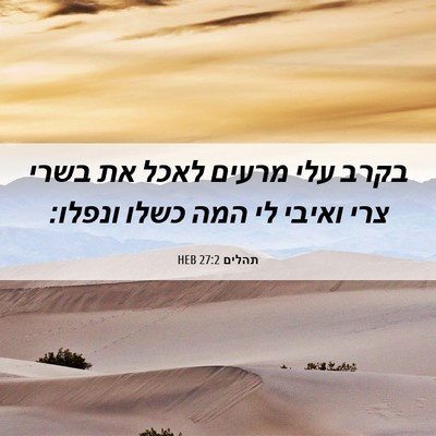 Picture 06 - תהלים 27:2 HEB - בקרב עלי מרעים לאכל את בשרי - Bible Verse Picture