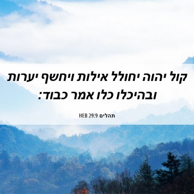 Picture 06 - תהלים 29:9 HEB - קול יהוה יחולל אילות ויחשף - Bible Verse Picture